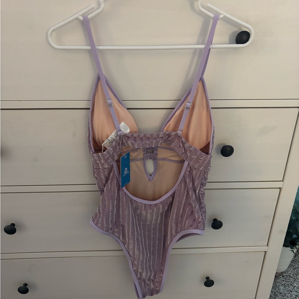 NWT CUPSHE women’s lavender textured one piece swimsuit. Size M - Picture 9 of 9